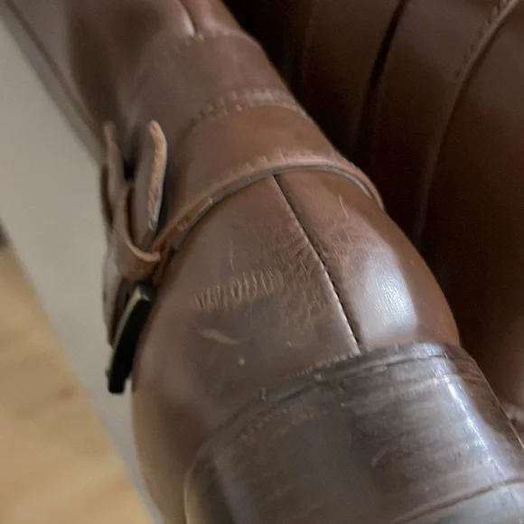 CLARKS Plaza Steer Brown Strappy Leather Riding boots Size 9 - Picture 9 of 14